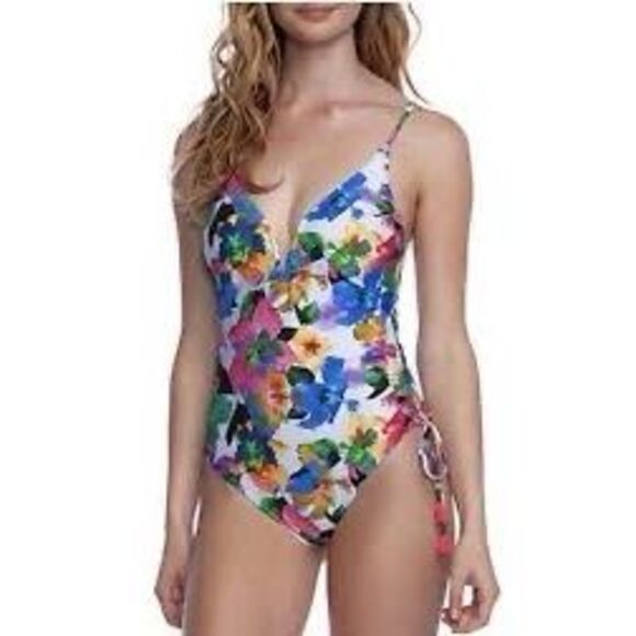 NWT Nanette Lepore Technicolor Tropical Goddess One Piece Swimsuit.   Size: 4 - Picture 1 of 11